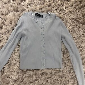 Lioness Ribbed Light Blue Cardigan